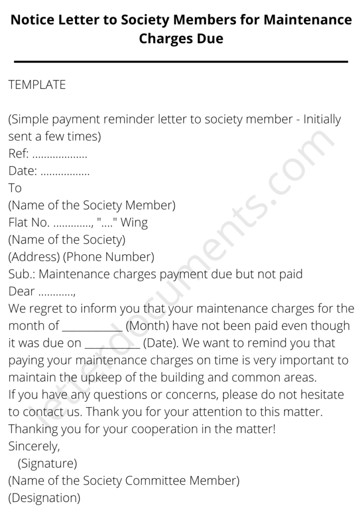 warning letter to society member