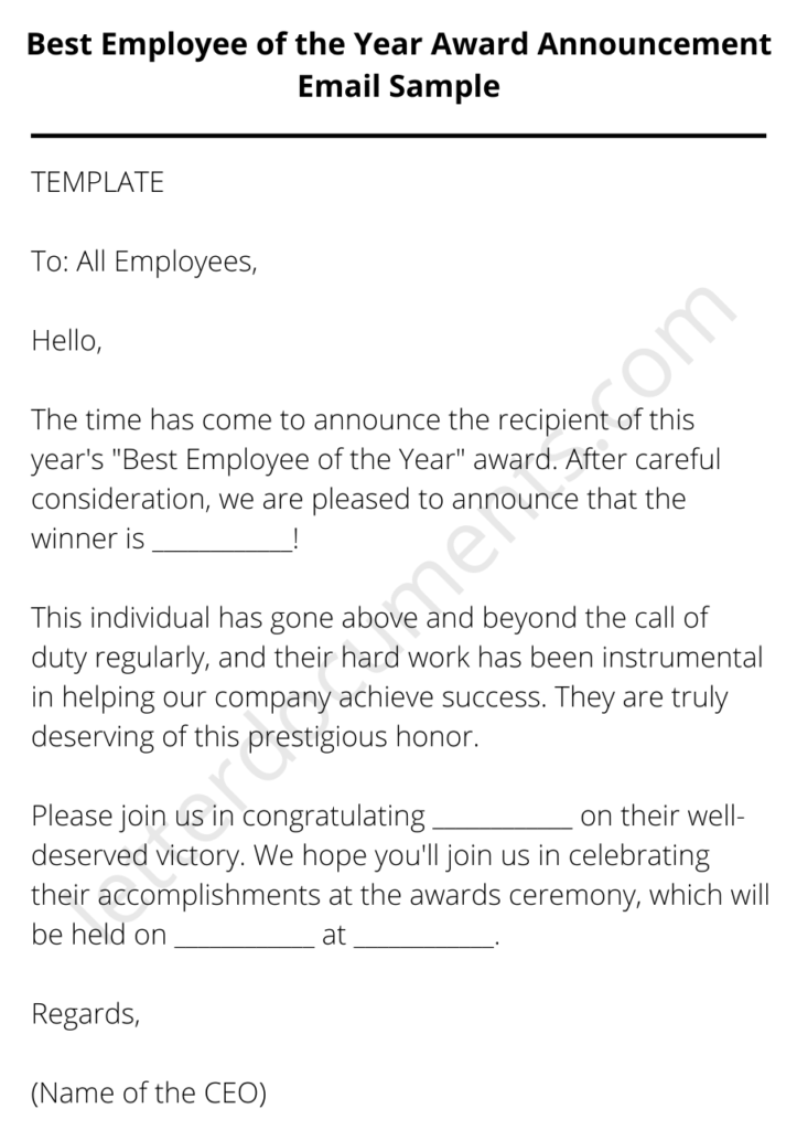 award announcement message