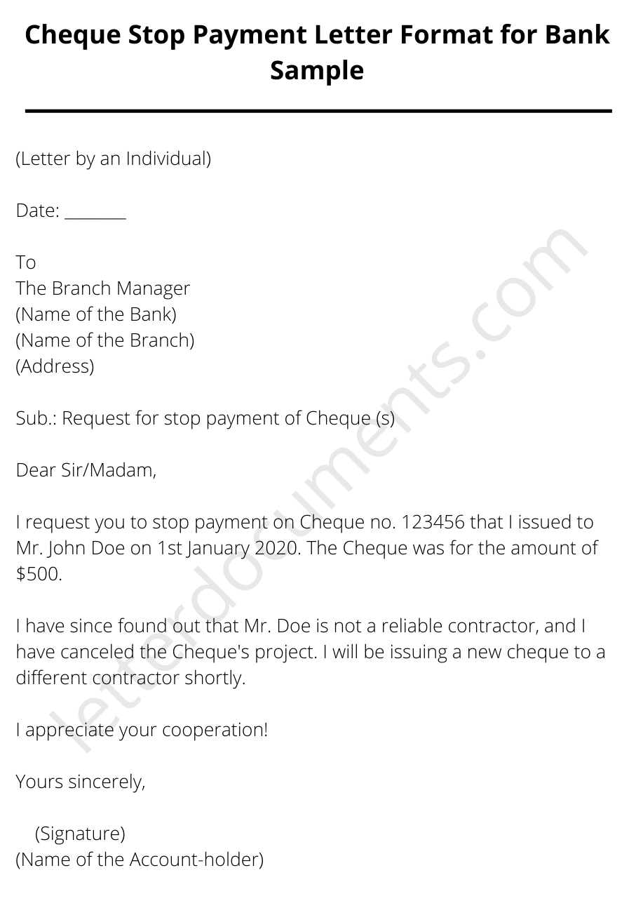 stop payment letter