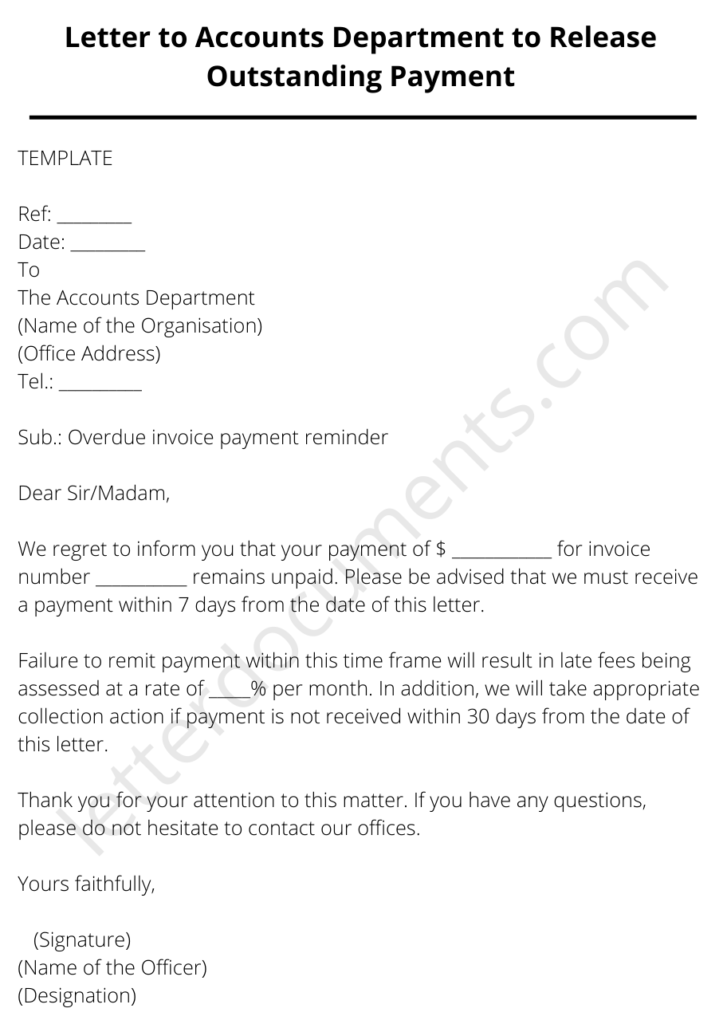 request letter for release outstanding payment