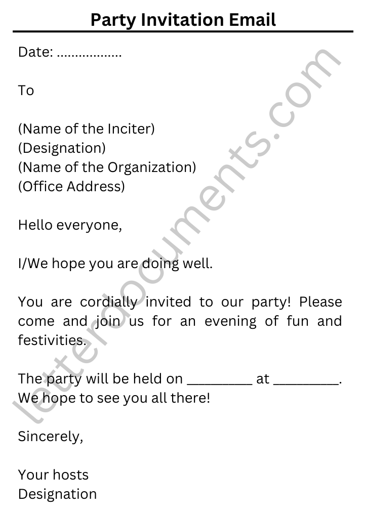 Party Invitation Email