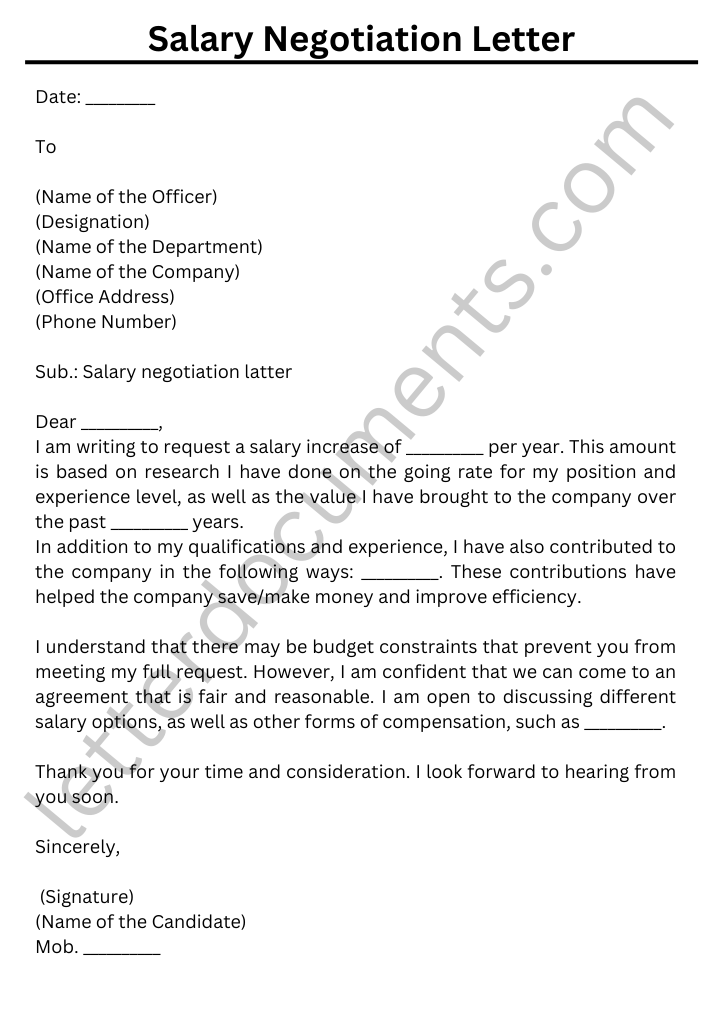 Salary Negotiation Letter