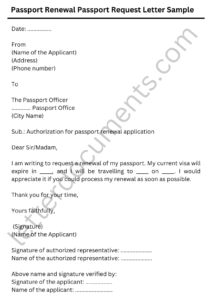 Passport Renewal Passport Request Letter Sample | Letterdocuments