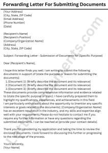 Sample Forwarding Letter For Submitting Documents | Letterdocuments